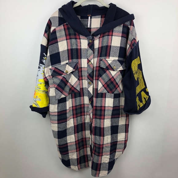 Free People Tops - Free People Maddox Plaid Patched Tunic